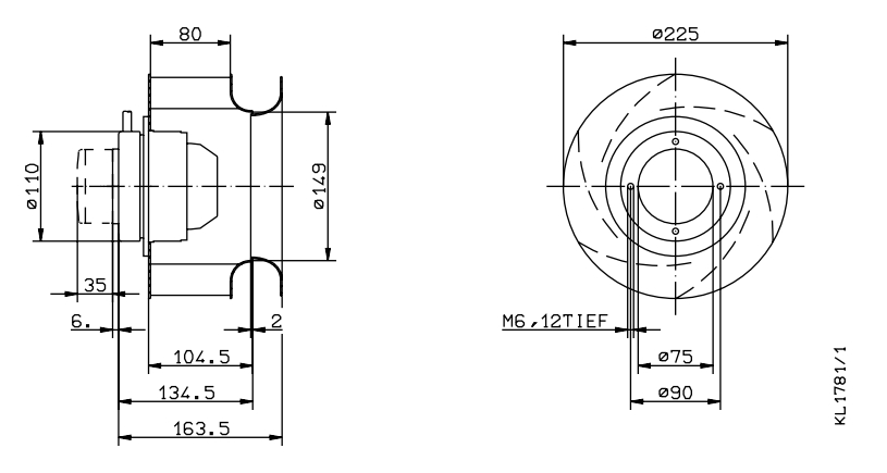 Чертеж вентилятора RH22M-2EK.1B.1R, арт. 107 759